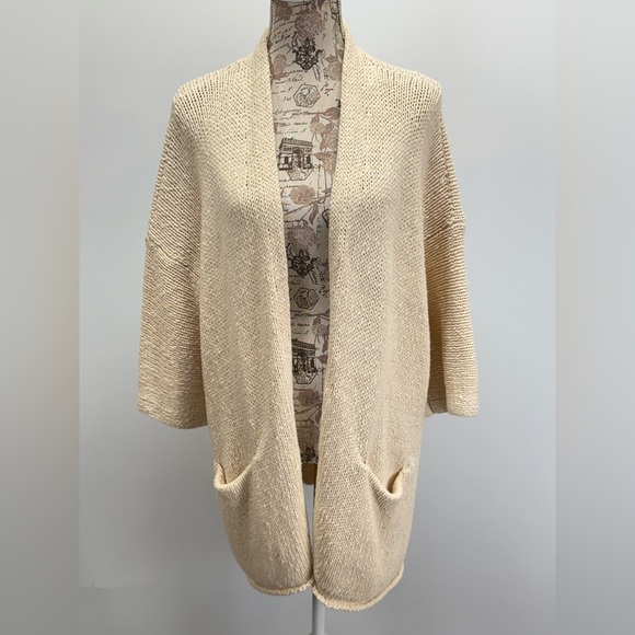 LOFT Cream open knit Cardigan Sweater size L - Picture 1 of 12